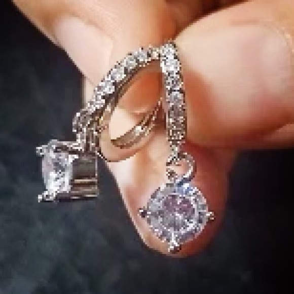 925 Silver Zircon Diamond Earrings - Picture 12 of 16